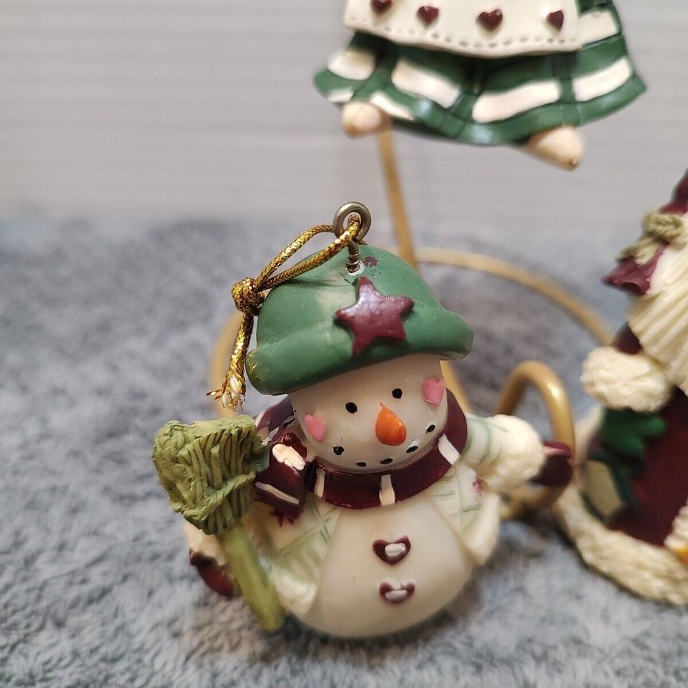 Old World Style set of 4 ceramic Christmas Ornaments santa snowmen angel - Picture 3 of 10